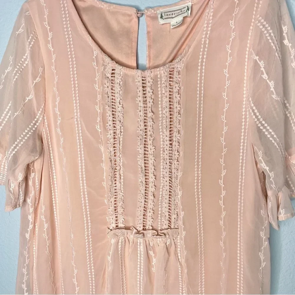 Women’s Love Riche Embroidered Ruffle Dress L - Picture 2 of 6